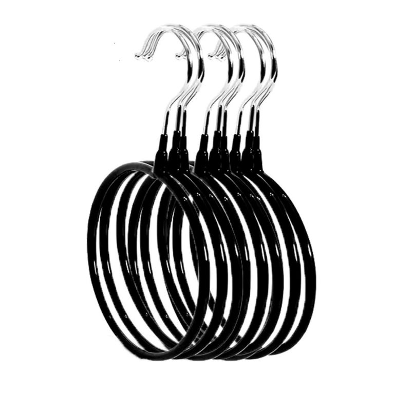 Joyindecor Belt/Scarf Hangers for Closet - 8 PCS Nonslip Space Saving Steel Tie Rings Holder Organizer for Neckties, Shawls Scarves, Veils, Pashminas Display(8 Pack, Black) - Image 1